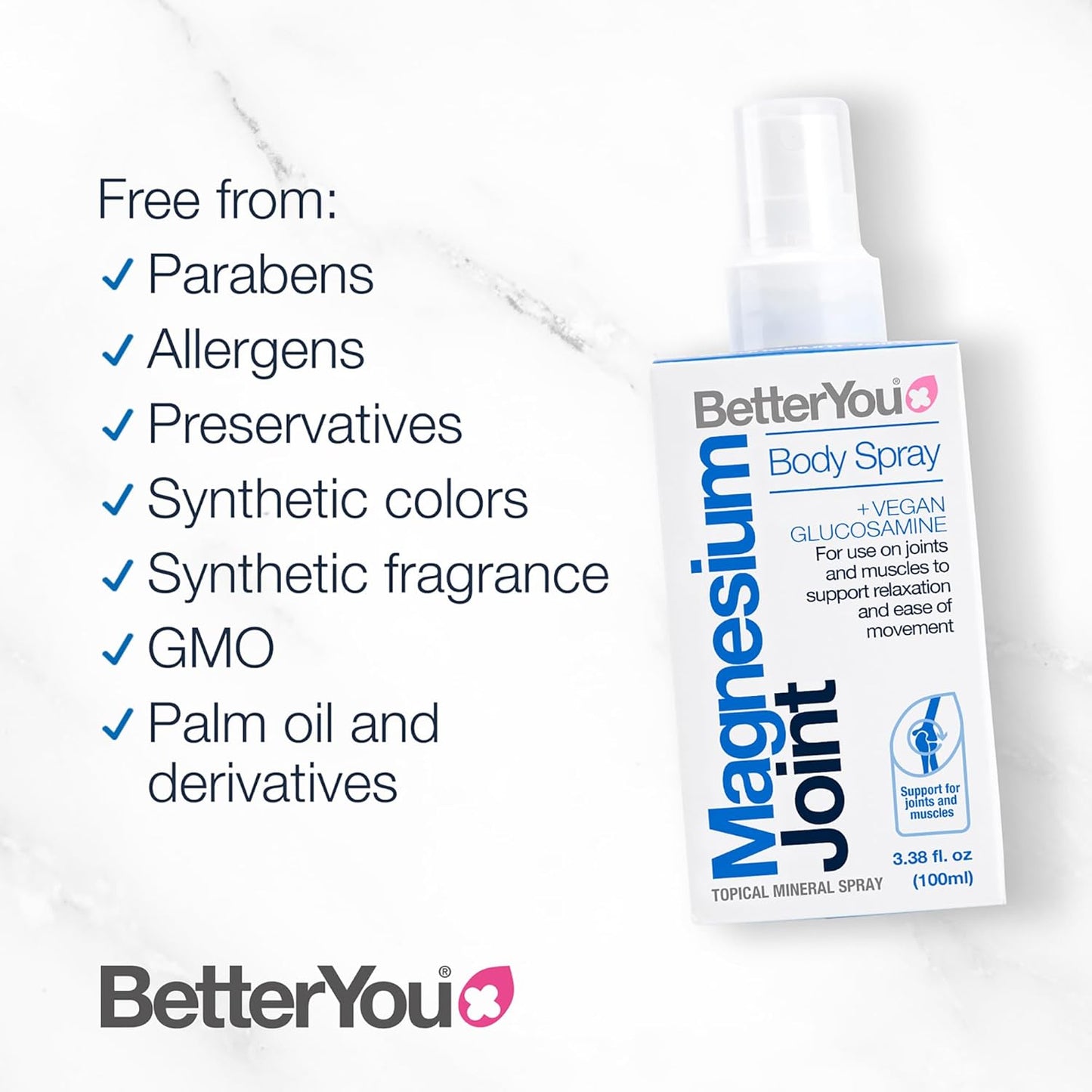 Magnesium Joint Spray with Glucosamine for Muscle Relief - Cooling Menthol & Eucalyptus - 3.38 oz