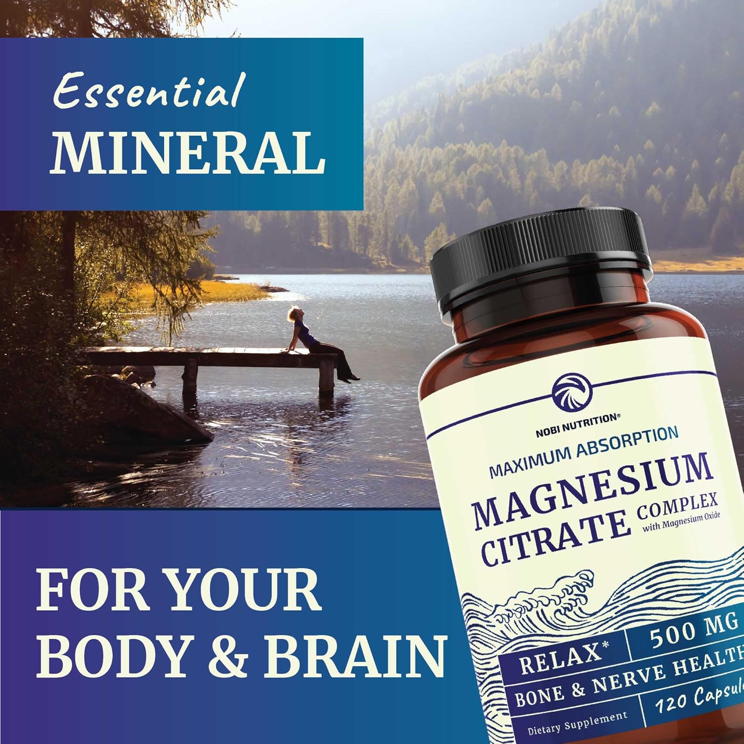 Magnesium Lotion and Citrate Supplement Combo for Full Body Support - Topical Magnesium and Pills for Mind and Body - 8 Fl Oz Lotion and 2 Month Supply Pills - BoostGo Australia