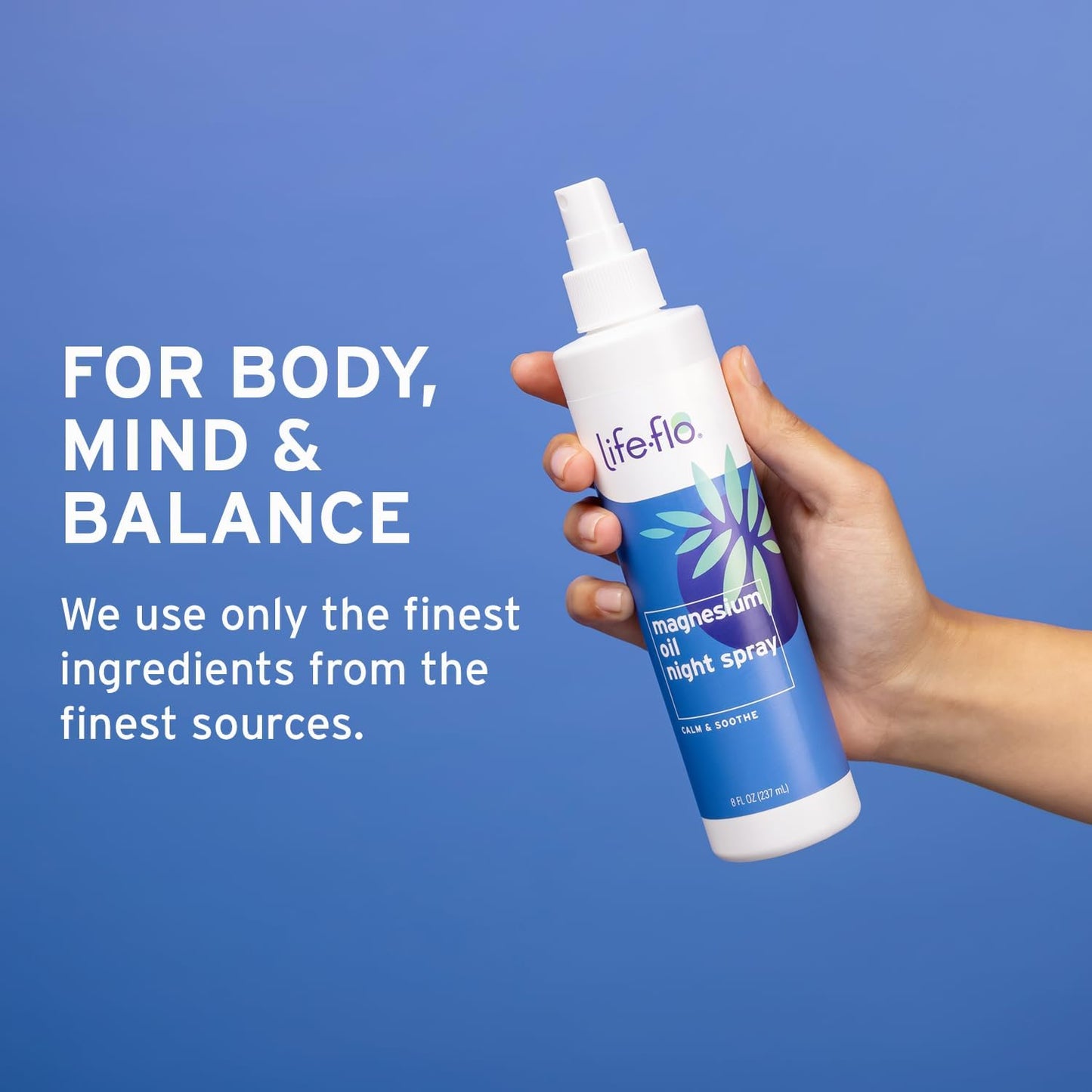 Magnesium Oil Night Spray with Lavender Oil for Calming Body and Mind - 8oz, 60-Day Guarantee