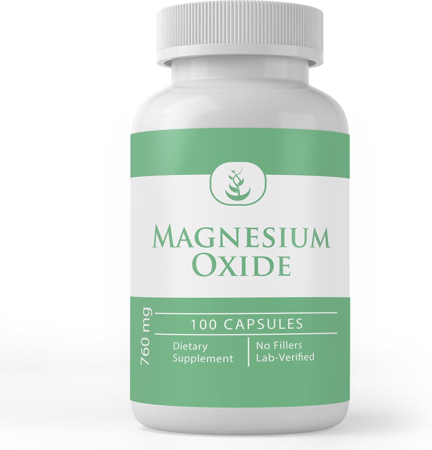 Magnesium Oxide Capsules - Pure Ingredients, No Additives, Lab Verified (100 Count)