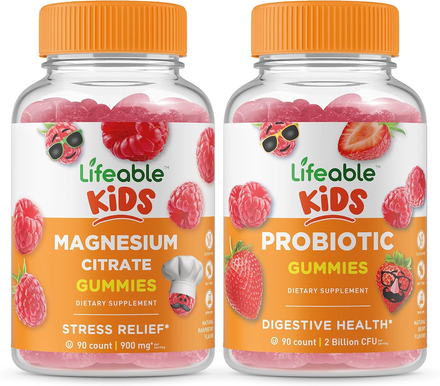 Magnesium Probiotic Gummies Bundle for Kids - 2 Billion CFU, Great Taste, Vitamin Supplement, Gluten & GMO Free