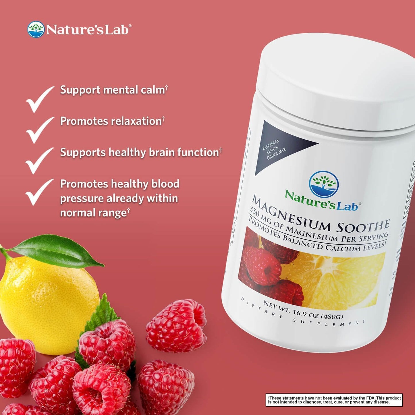 Magnesium Soothe Powder 350mg - Supports Calcium Balance, Muscle & Nerve Function, Energy, Cardio Health - 16.9 oz (100 Servings)