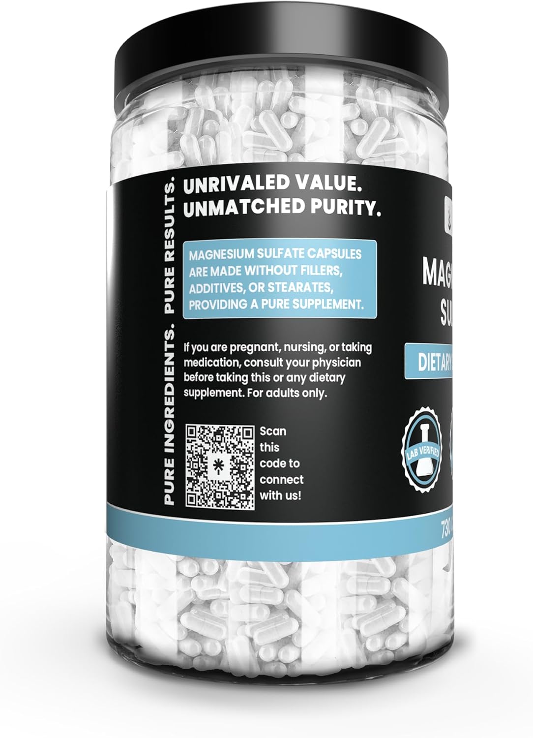 Magnesium Sulfate Capsules - 730 Count, Pure Ingredients, No Rice Fillers, Lab Verified
