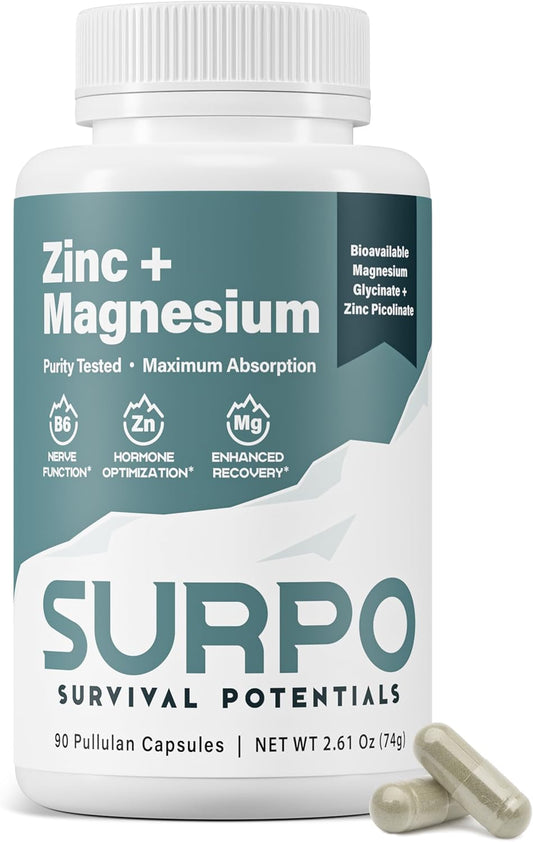 Magnesium Zinc Supplement for Bodybuilding, Workout Recovery, Sleep Support - Chelated Magnesium Glycinate Formula for Men & Women
