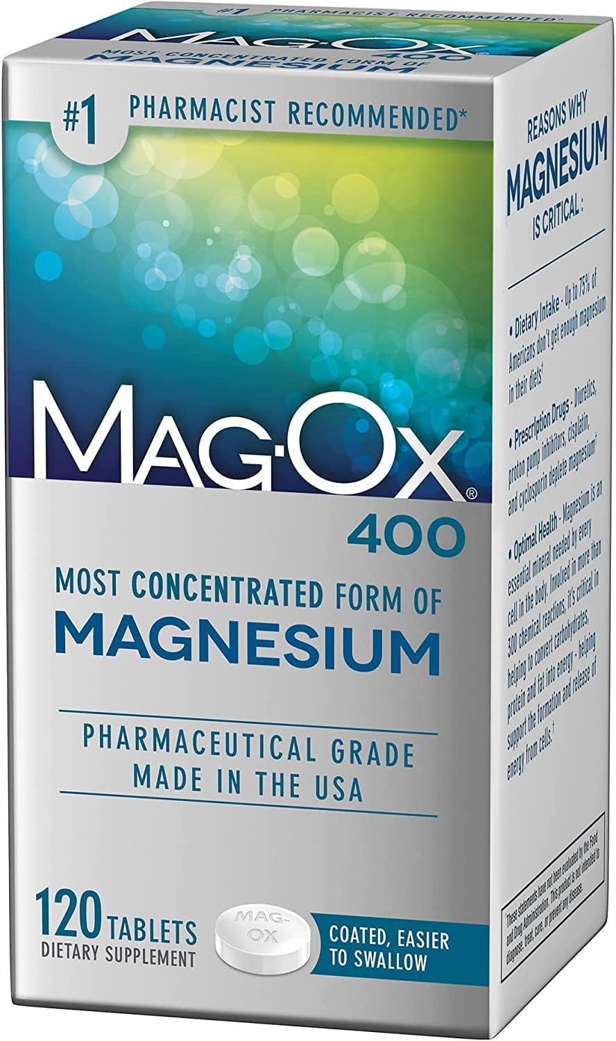 Magox 400 Tablets - 120 tabs per bottle - Pack of 3 by Magox