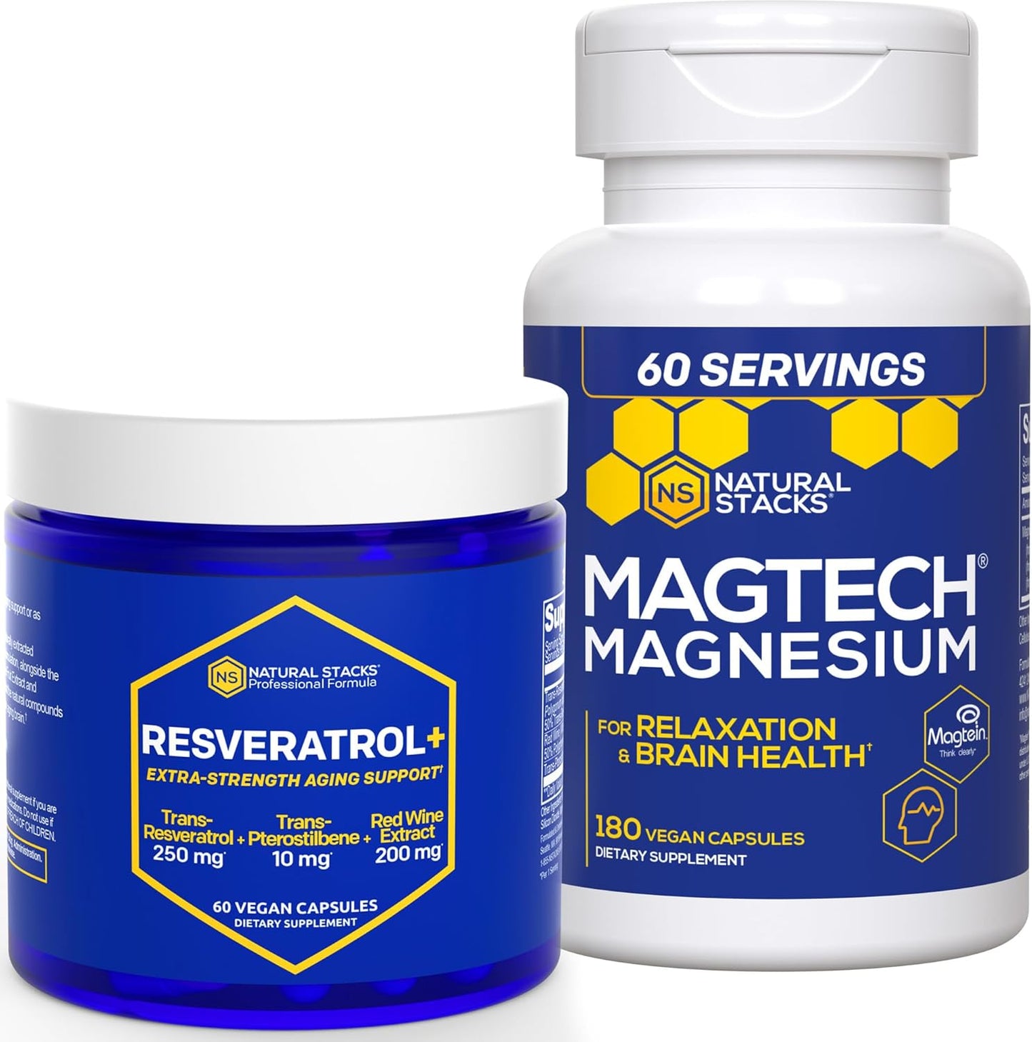 Magtech Magnesium & Resveratrol Supplement Bundle for Brain Health & Relaxation - 240 Capsules
