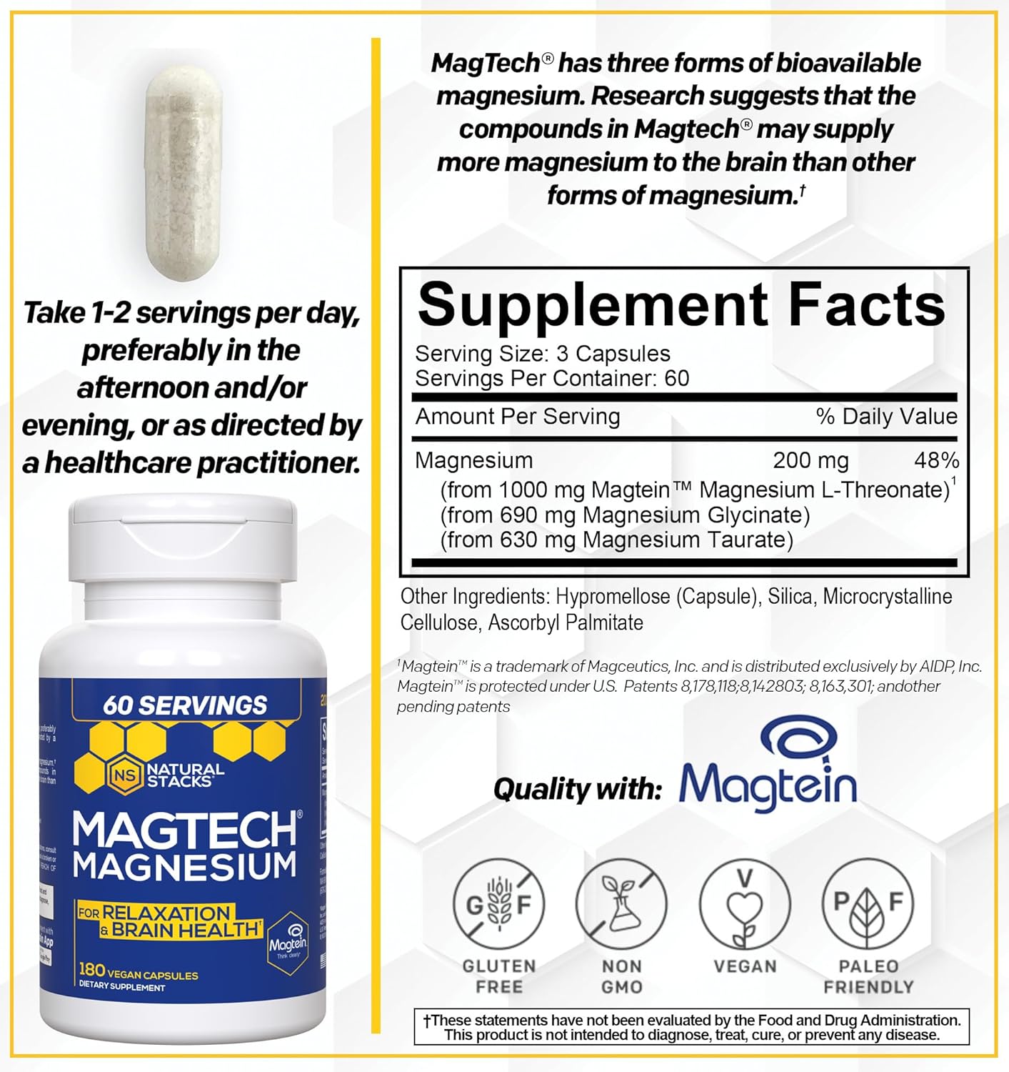 Magtech Magnesium & Resveratrol Supplement Bundle for Brain Health & Relaxation - 240 Capsules