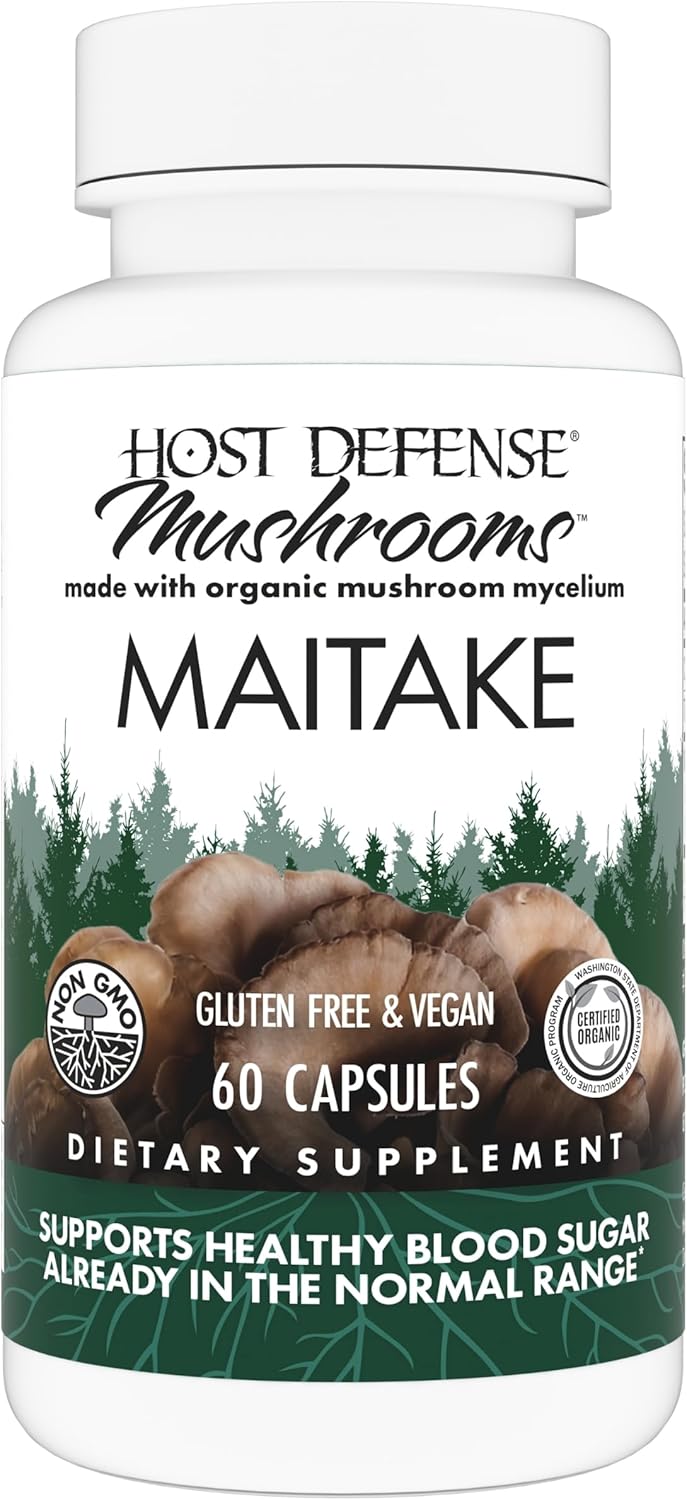 Maitake Mushroom Capsules for Immune & Cellular Health Support - Herbal Dietary Supplement with Mushroom Mycelium - 60 Capsules
