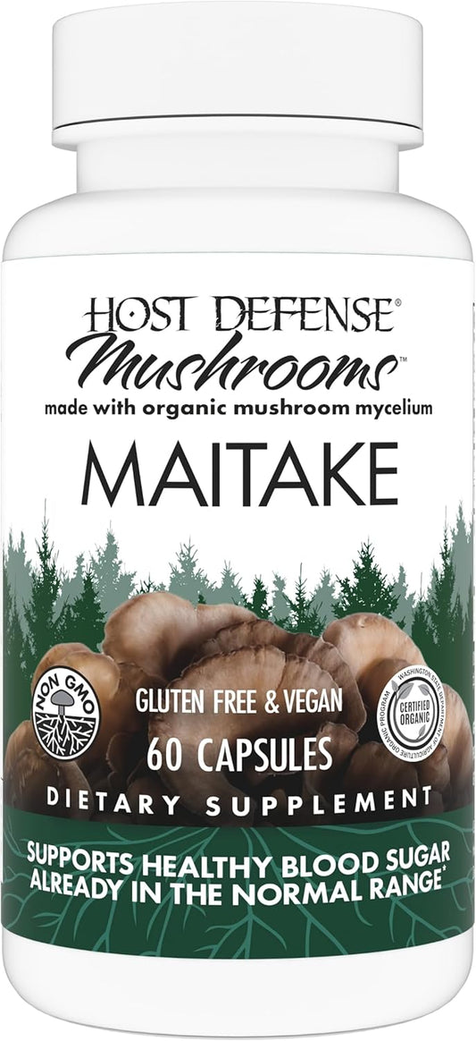 Maitake Mushroom Capsules for Immune & Cellular Health Support - Herbal Dietary Supplement with Mushroom Mycelium - 60 Capsules