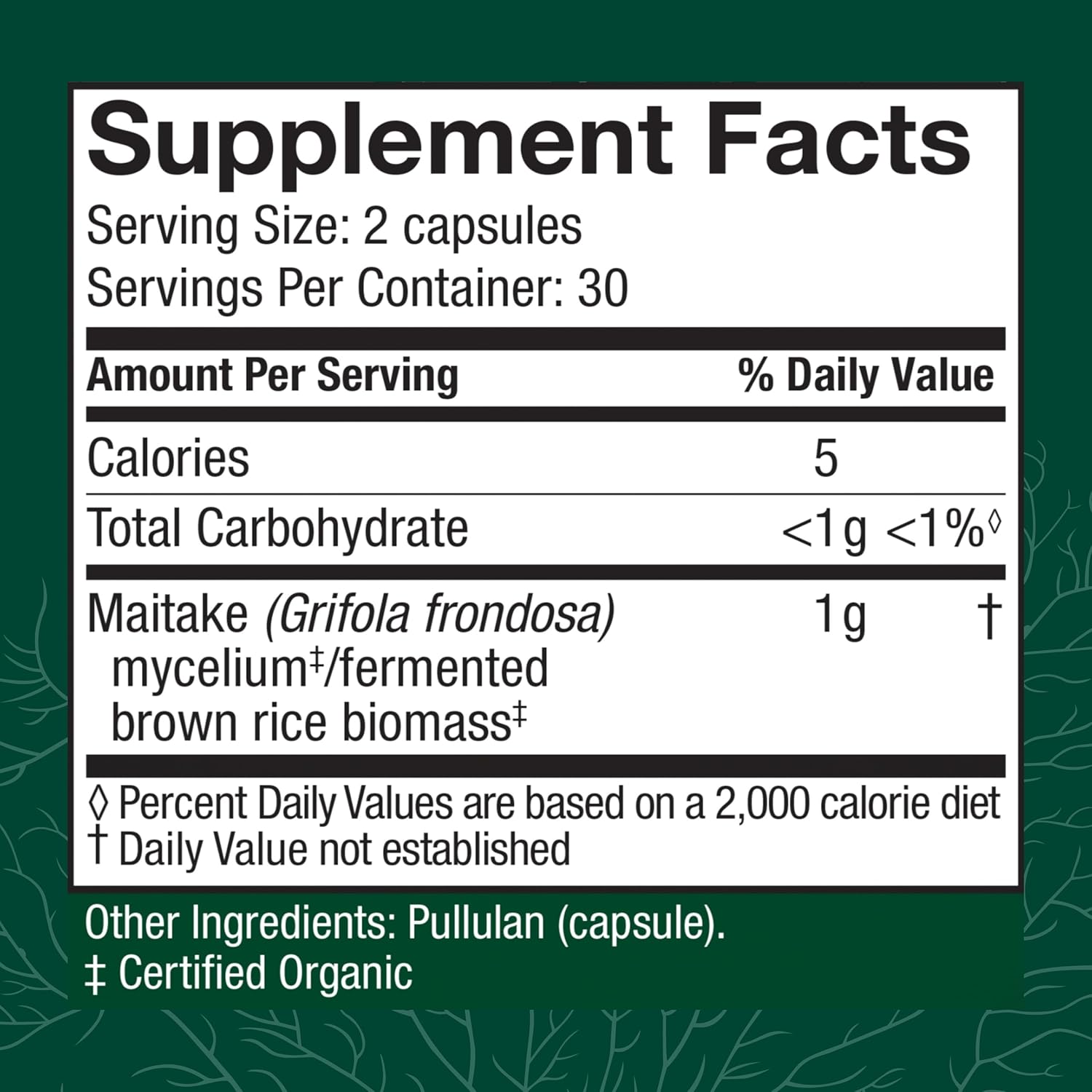 Maitake Mushroom Capsules for Immune & Cellular Health Support - Herbal Dietary Supplement with Mushroom Mycelium - 60 Capsules