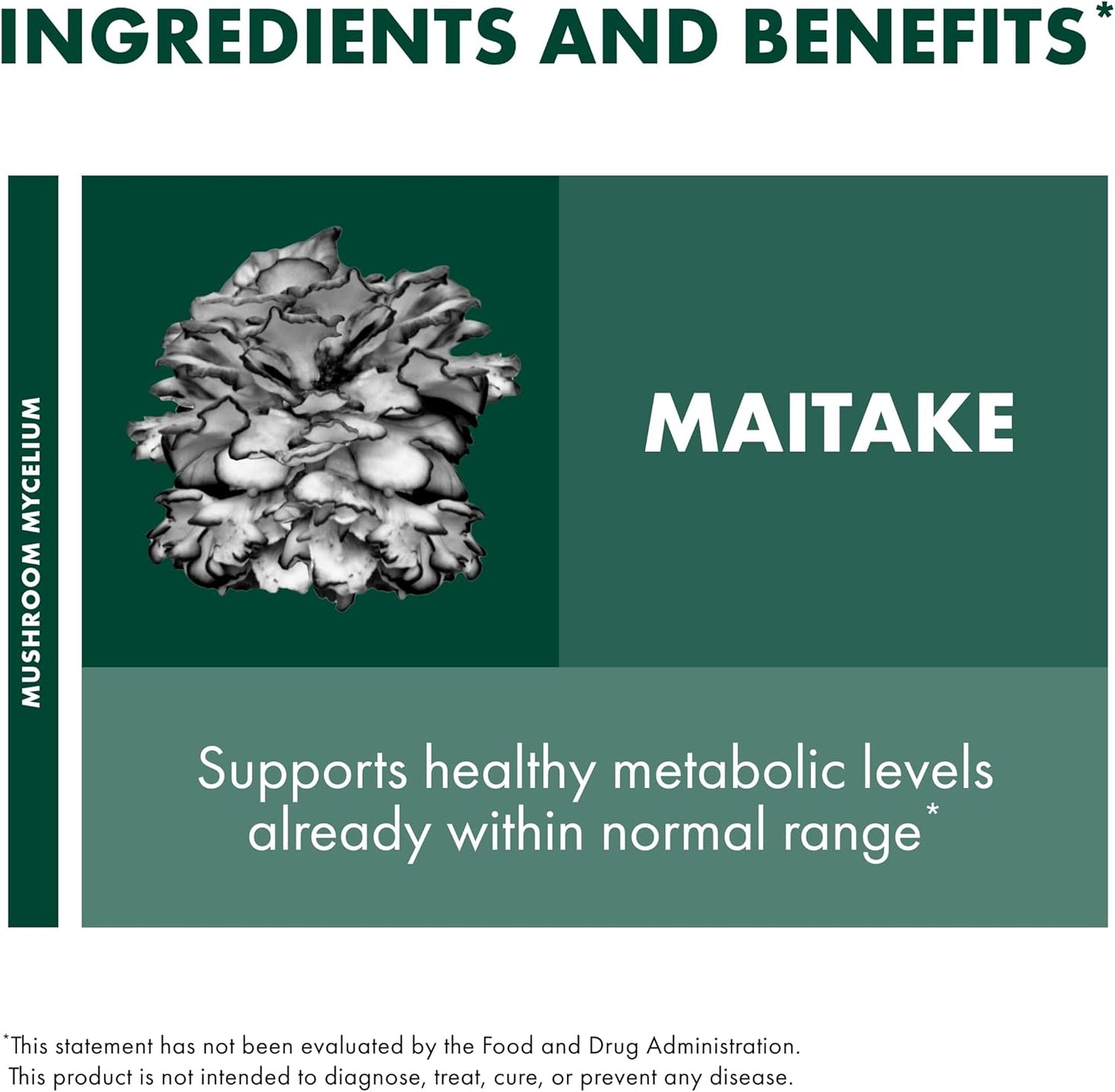 Maitake Mushroom Capsules for Immune & Cellular Health Support - Herbal Dietary Supplement with Mushroom Mycelium - 60 Capsules