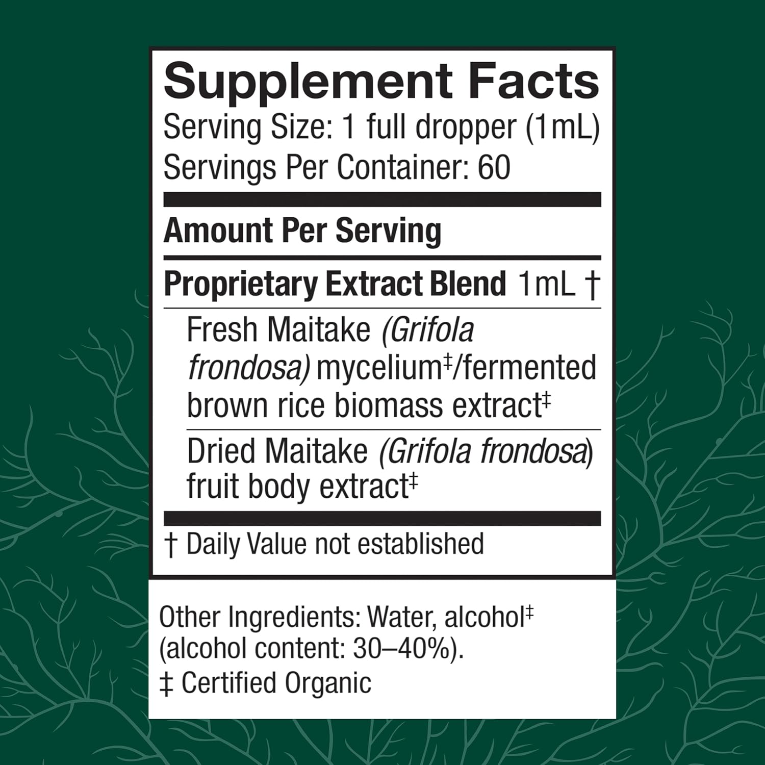 Maitake Mushroom Liquid Extract for Immune & Cellular Health - Herbal Dietary Supplement - 2 fl oz (60 Servings)