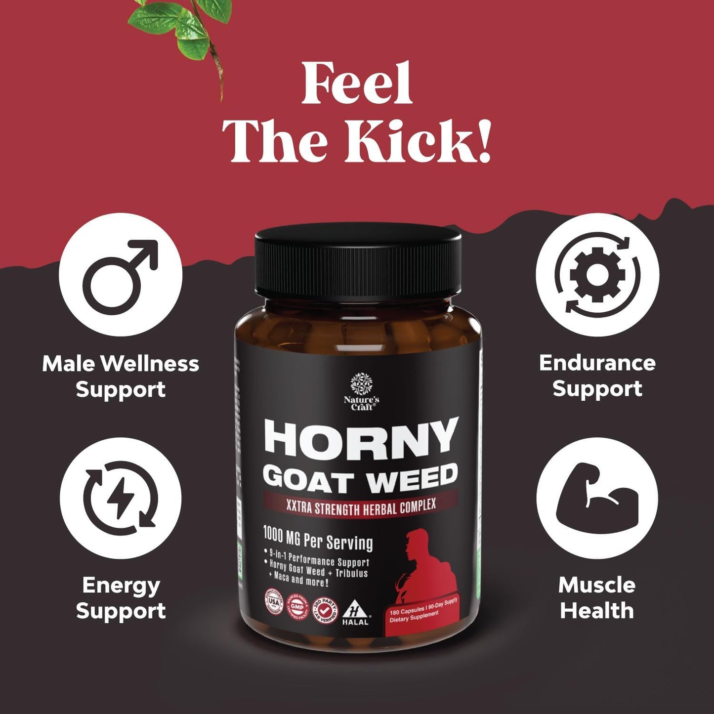 Male Enhancement Bundle: Horny Goat Weed for Stamina & Energy + High Strength Tri Phase Creatine for Muscle Building