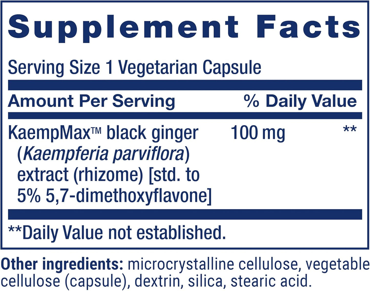 Male Vascular Sexual Support Supplement with Black Ginger and Kaempferia parviflora - 30 Capsules