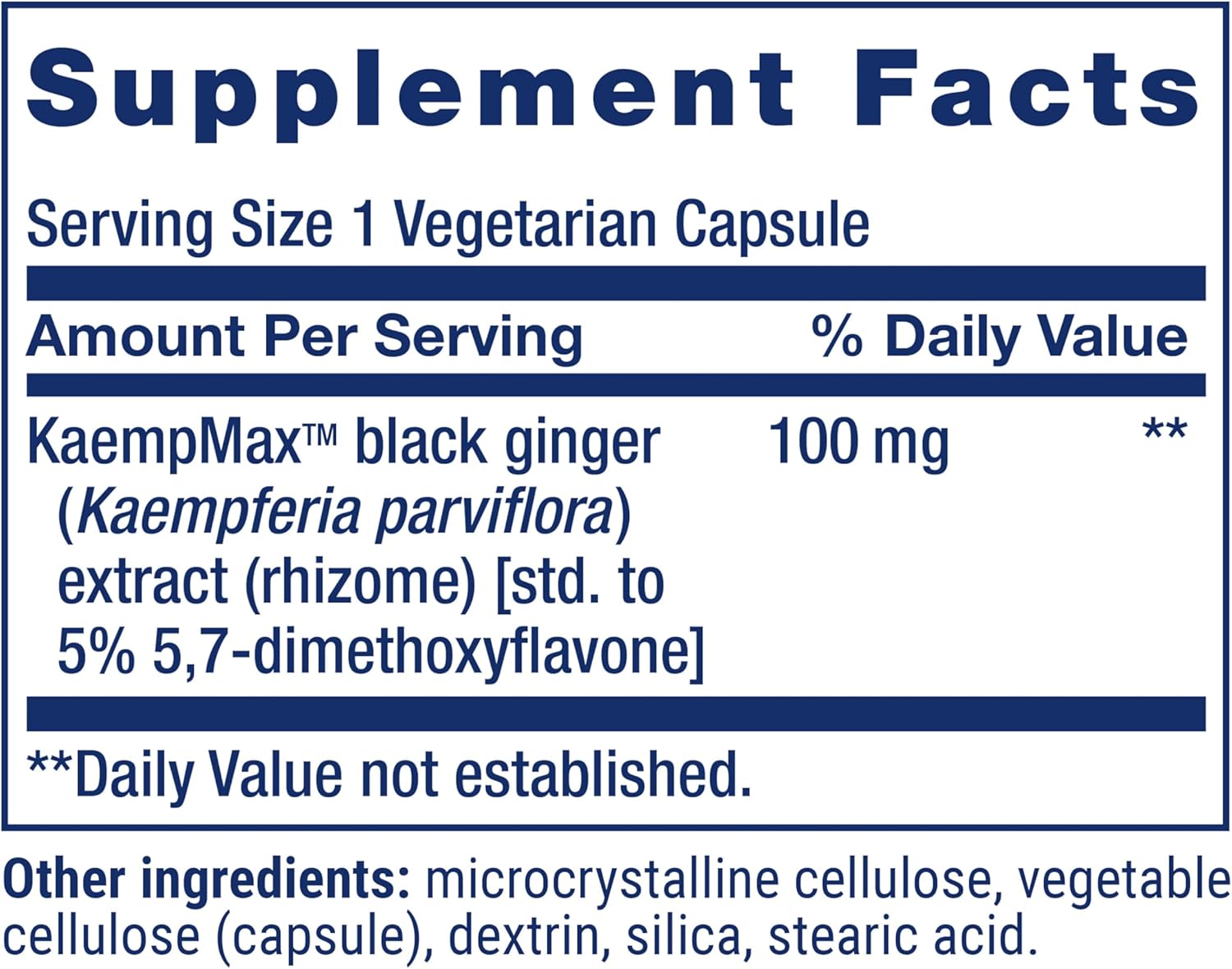 Male Vascular Sexual Support Supplement with Black Ginger and Kaempferia parviflora - 30 Capsules