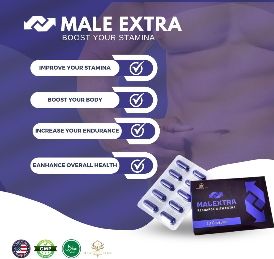 Malextra Recharge: Sports Nutrition Supplement for Energy, Vitality, Strength, and Power - 10 Capsules