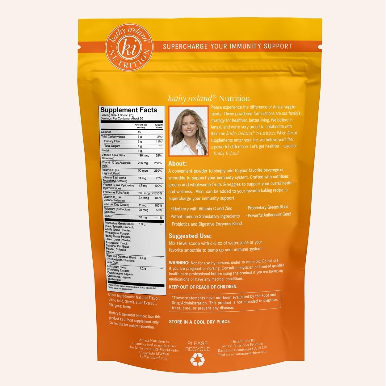Mandarin Orange Immunity Support Beverage Powder Mix by kathy ireland Nutrition - 7.4 oz