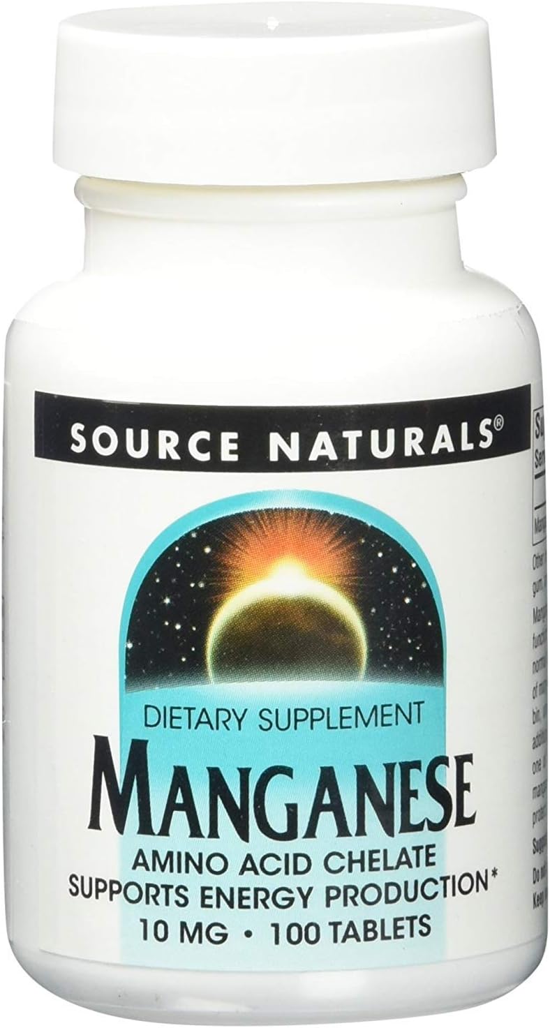 Manganese Amino Acid Chelate Supplement for Energy Production - 100 Tablets by Source Naturals - BoostGo Australia