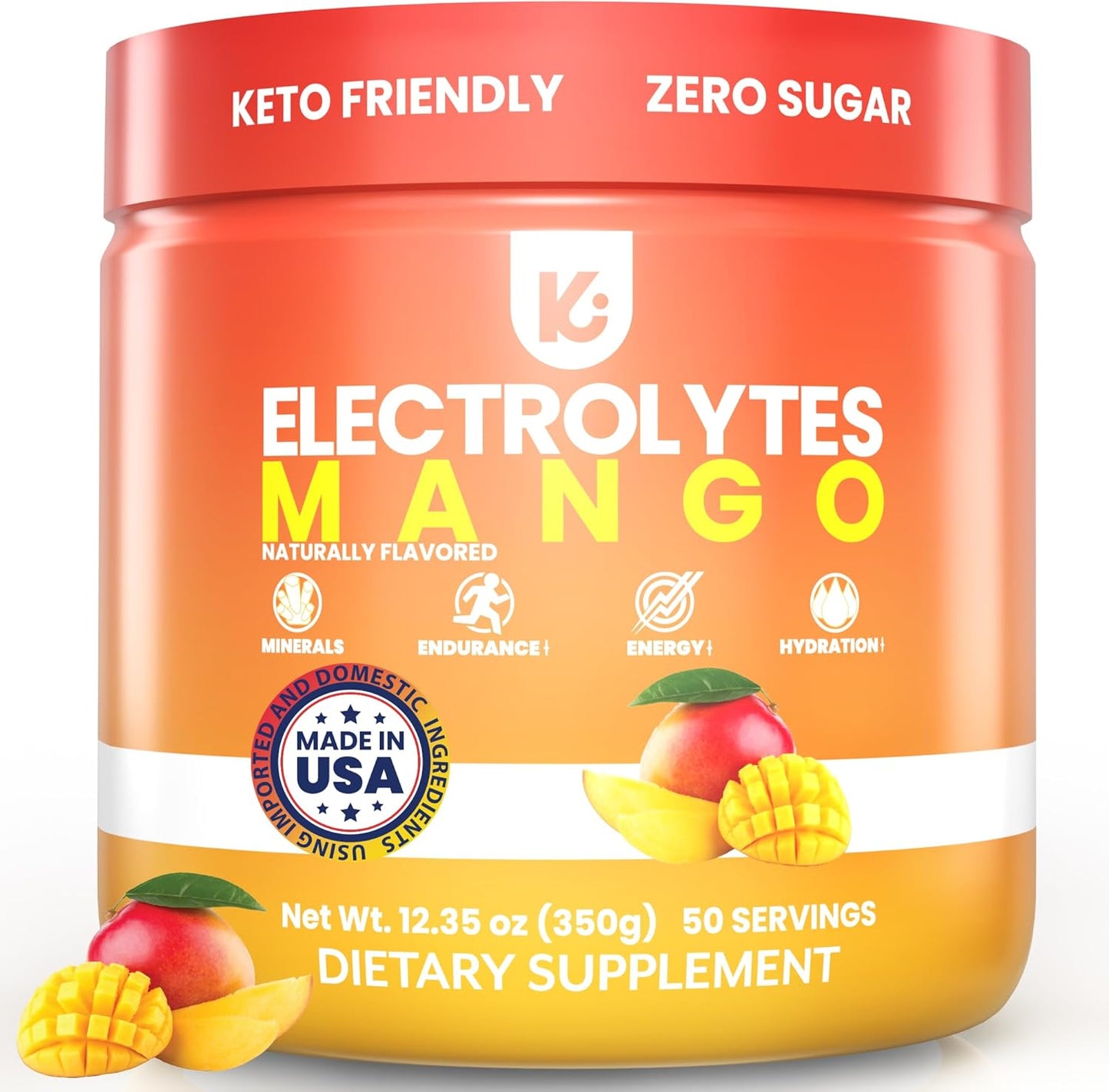 Mango Flavored Keppi Keto Electrolyte Powder - Sugar Free Hydration - Sips Like Sunshine - Keto-Friendly Electrolytes Powder