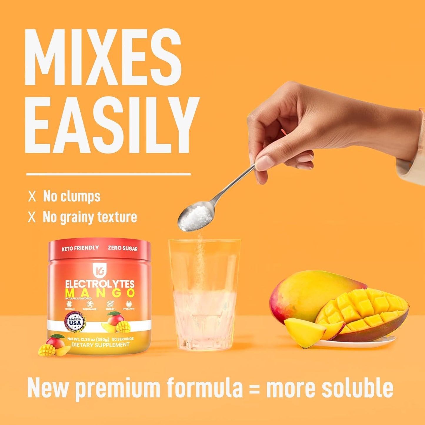 Mango Flavored Keppi Keto Electrolyte Powder - Sugar Free Hydration - Sips Like Sunshine - Keto-Friendly Electrolytes Powder