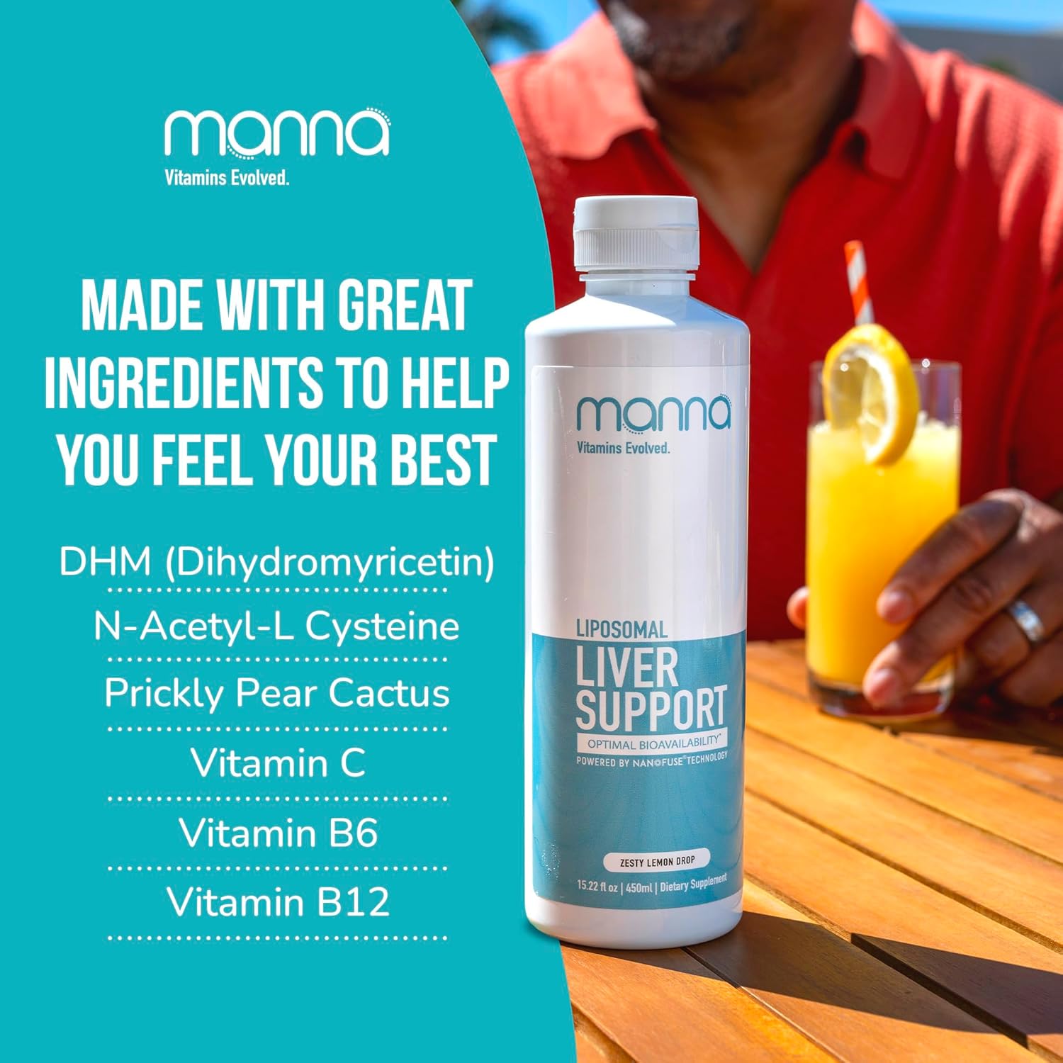 Manna Liposomal Liver Support Capsules - Liver Cleanse Detox & Repair Supplement for Women & Men