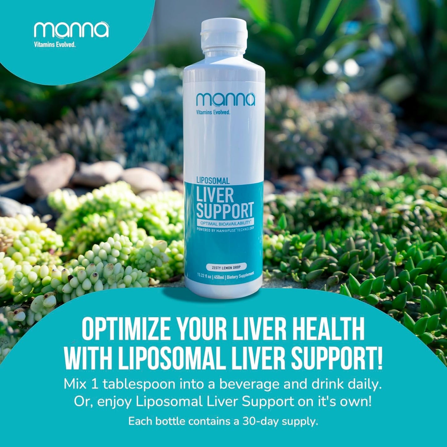 Manna Liposomal Liver Support Capsules - Liver Cleanse Detox & Repair Supplement for Women & Men