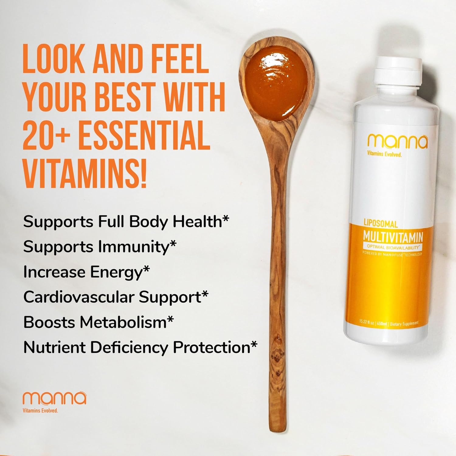 Manna Vitamins Liposomal Multivitamin - Daily Multivitamin with 20 Vitamins and Minerals - Boosts Immune System and Energy - 3 Pack