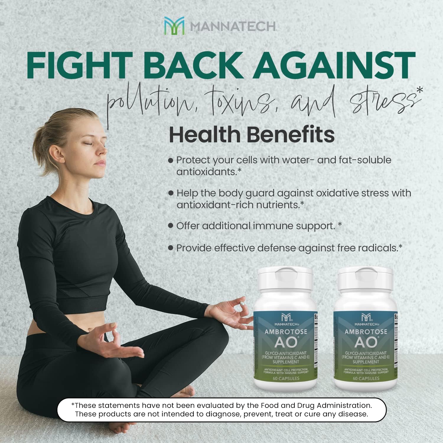 Mannatech Ambrotose AO Capsules - Vitamin C & E for Immune Support, Gluten-Free & Vegetarian-Friendly