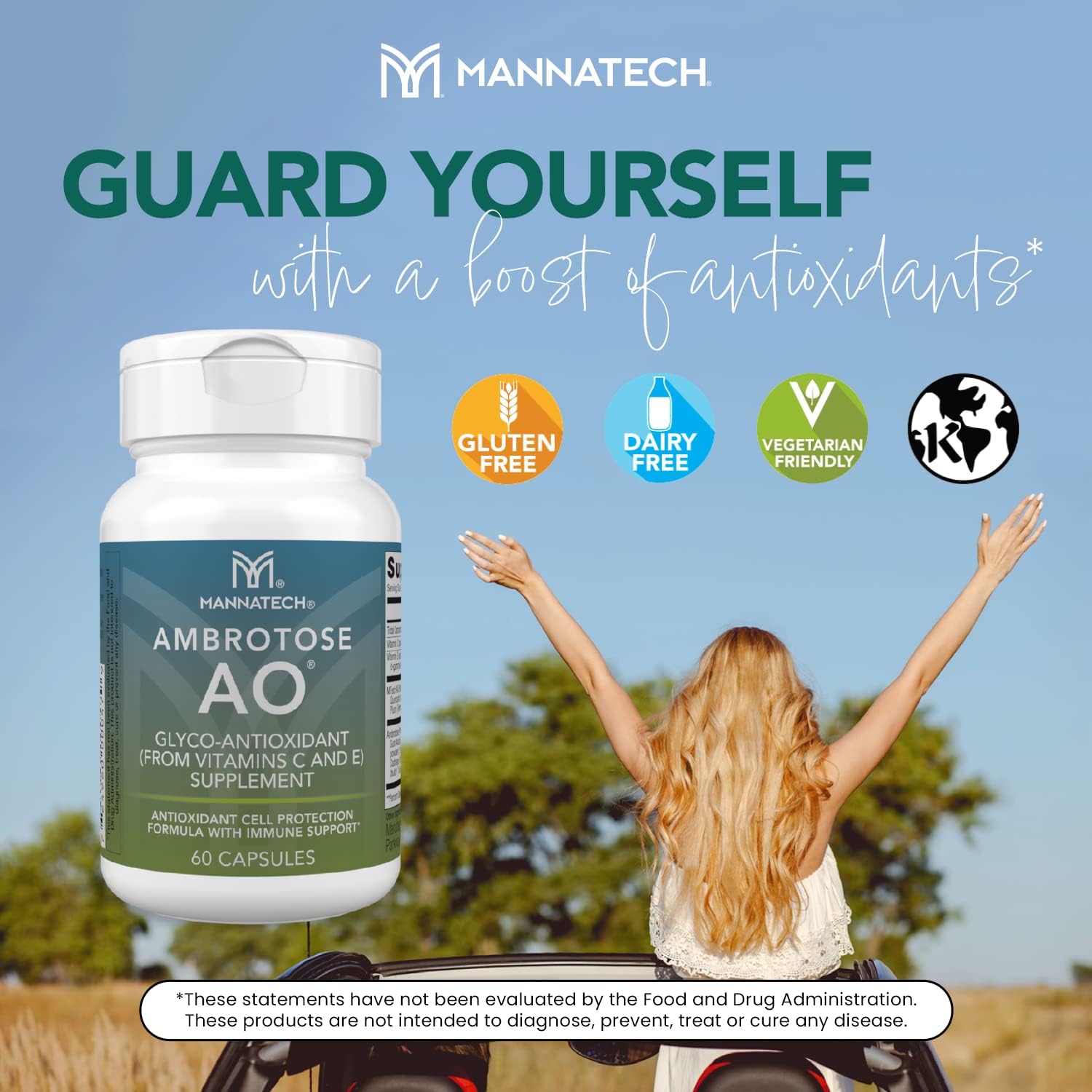 Mannatech Ambrotose AO Capsules - Vitamin C & E for Immune Support, Gluten-Free & Vegetarian-Friendly