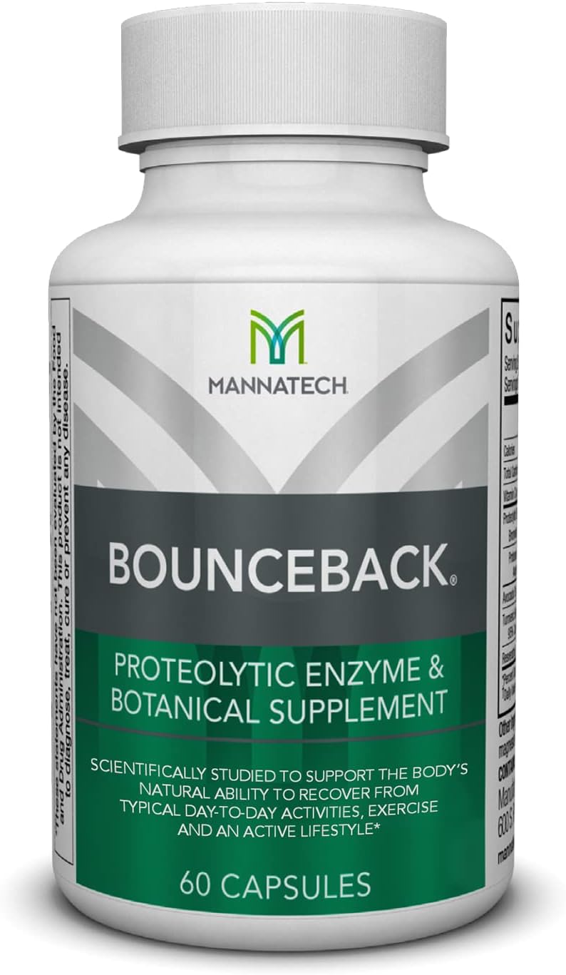Mannatech BounceBack Capsules for Joint & Cartilage Health with Proteolytic Enzyme Blend, Phytosterol Blend, and Turmeric Extract - 60 Count