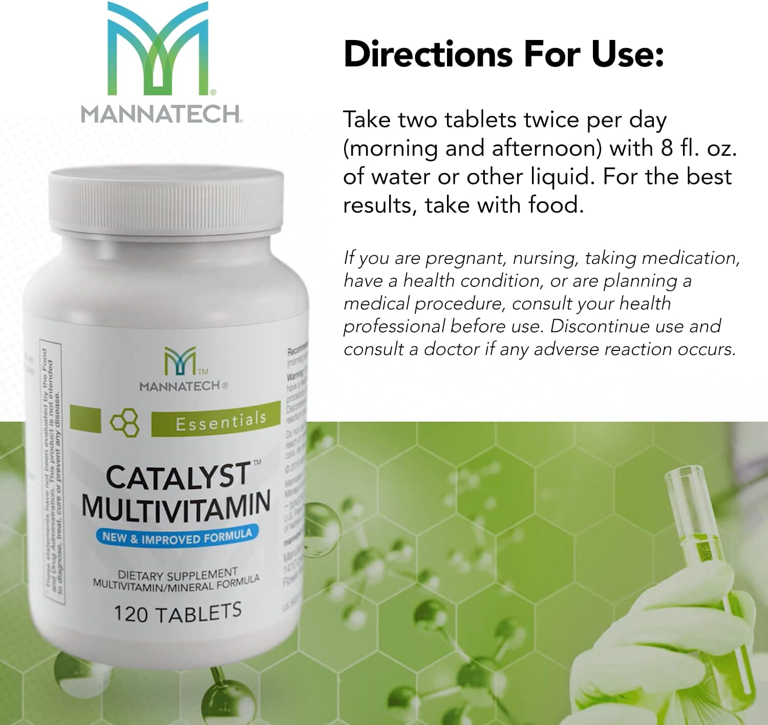 Mannatech Catalyst Multivitamin 120 Tablets with Antioxidants A, C, E and Ashwagandha for Physical and Emotional Support