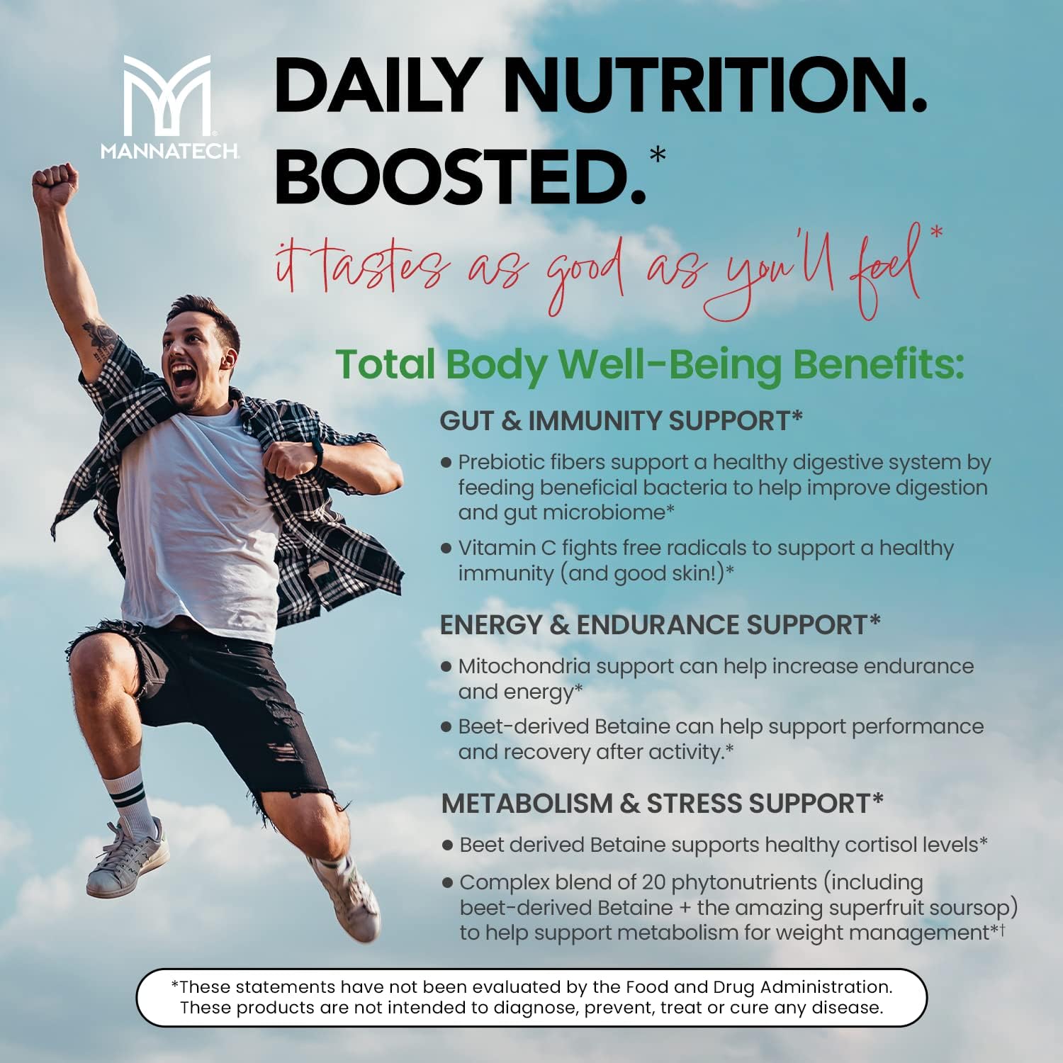 Mannatech Superfood Greens and Reds 192g, Strawberry-Kiwi Flavor with Beet Root Powder and Spirulina Powder for Phytonutrients