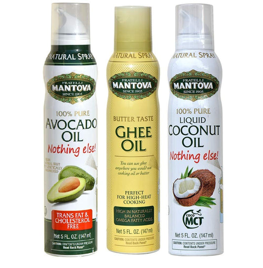 Mantova Keto Spray Oil Variety Pack (Avocado, Ghee, Coconut MCT Oil) - 3 Pack
