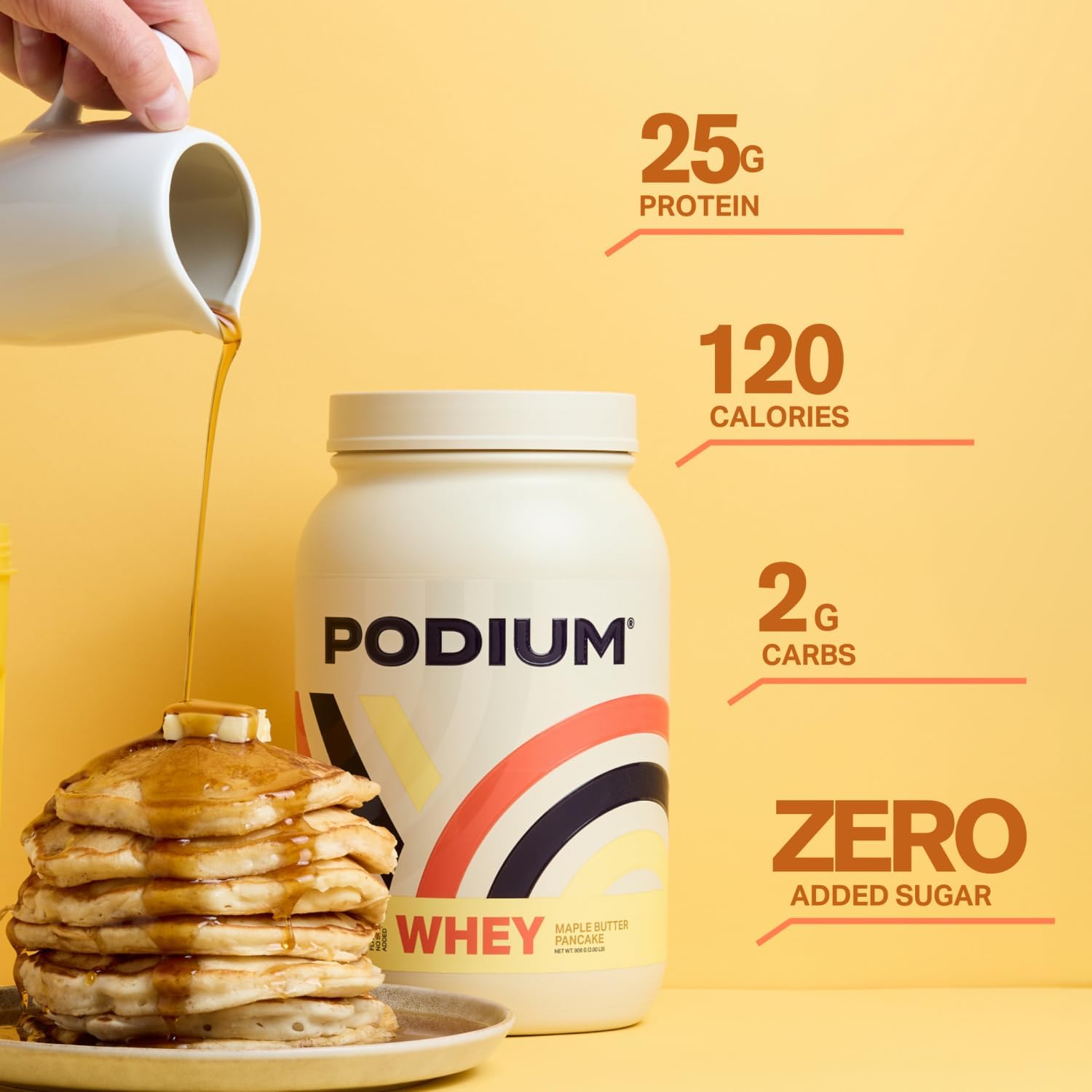 Maple Butter Pancake Whey Protein Powder by Podium Nutrition - 27 Servings, 25g Protein Per Serving, Gluten & Soy Free