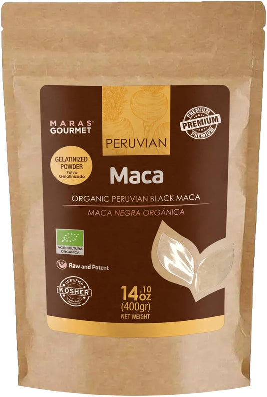 MARAS GOURMET Organic Peruvian Black MACA Gelatinized Powder - 14.1 oz (400g) - 80 Servings