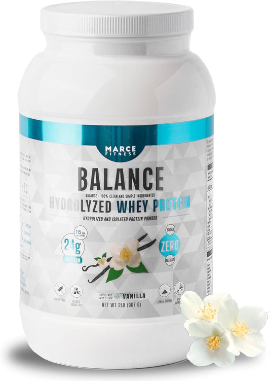 MarceFitness Vanilla Flavor Hydrolyzed Whey Protein Powder - 2 Pound Container