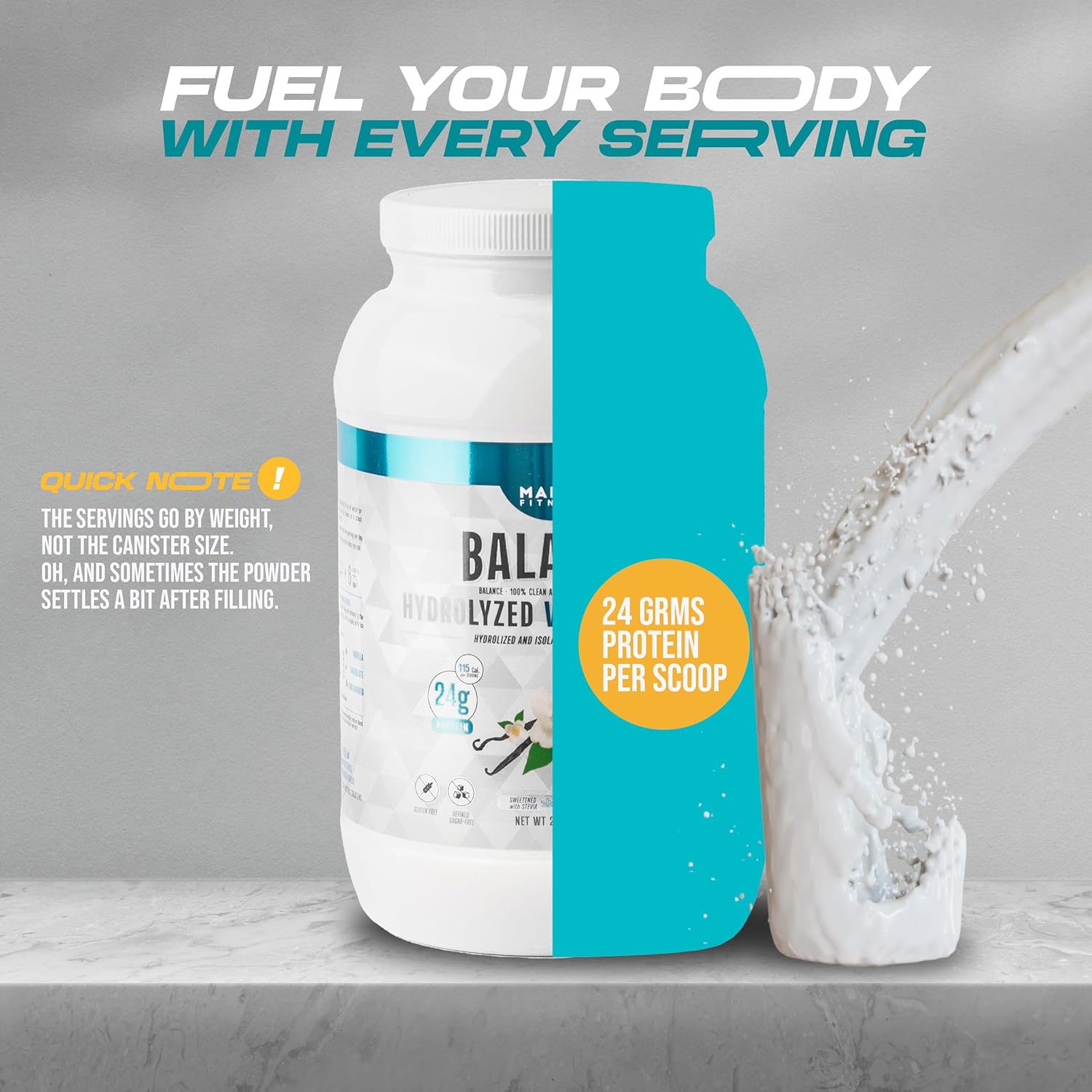 MarceFitness Vanilla Flavor Hydrolyzed Whey Protein Powder - 2 Pound Container