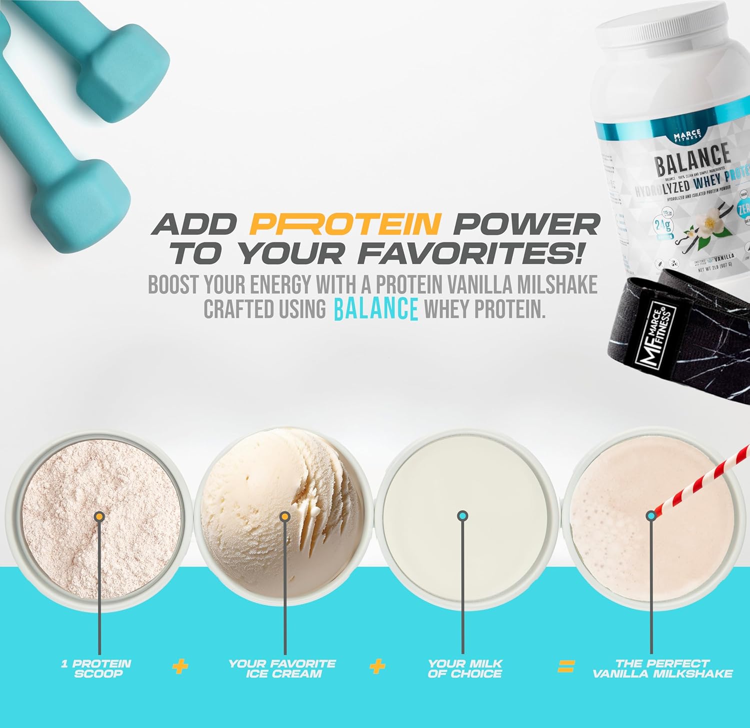 MarceFitness Vanilla Flavor Hydrolyzed Whey Protein Powder - 2 Pound Container