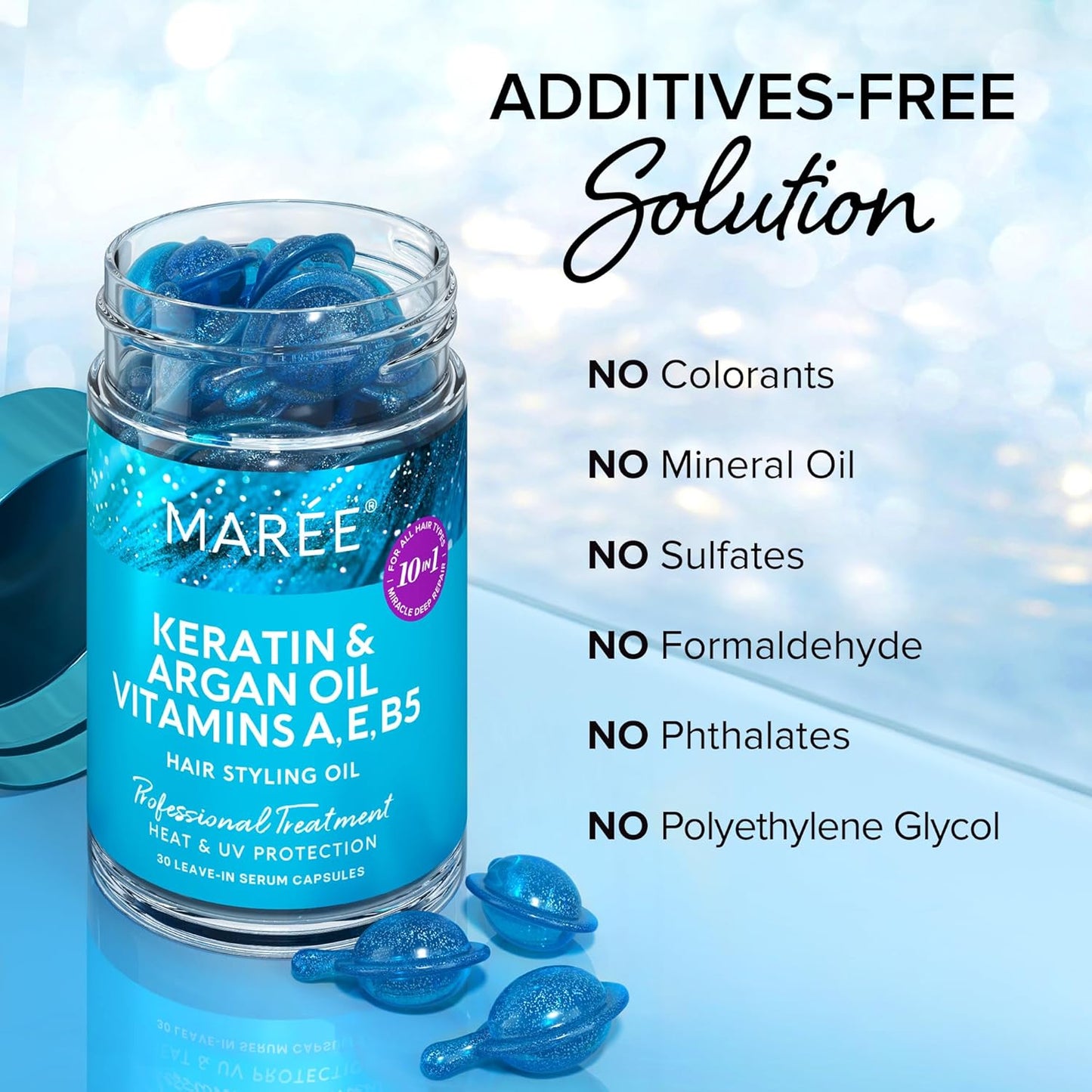 MAREE Hair Vitamin Oil Capsules 2 Pack with Jojoba & Argan Oil - Anti Frizz Serum for Women - Hydrating Hair Treatment serum for Frizzy, Damaged, Dry Hair