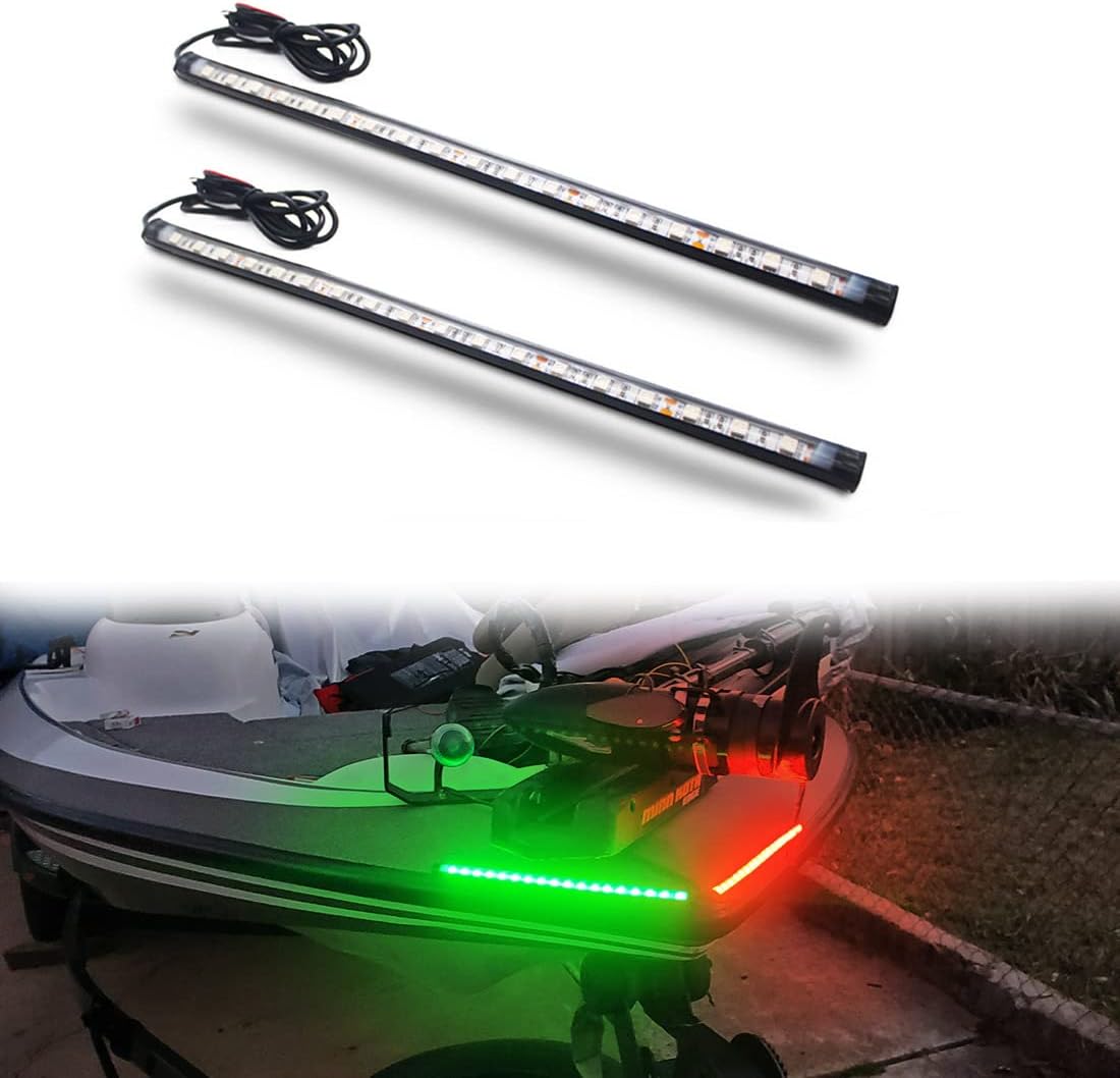 Marine Boat Navigation Lights for Night Fishing, Easy Installation with No Drilling Required for Pontoon, Bass, Jon, Jet Ski, Kayak