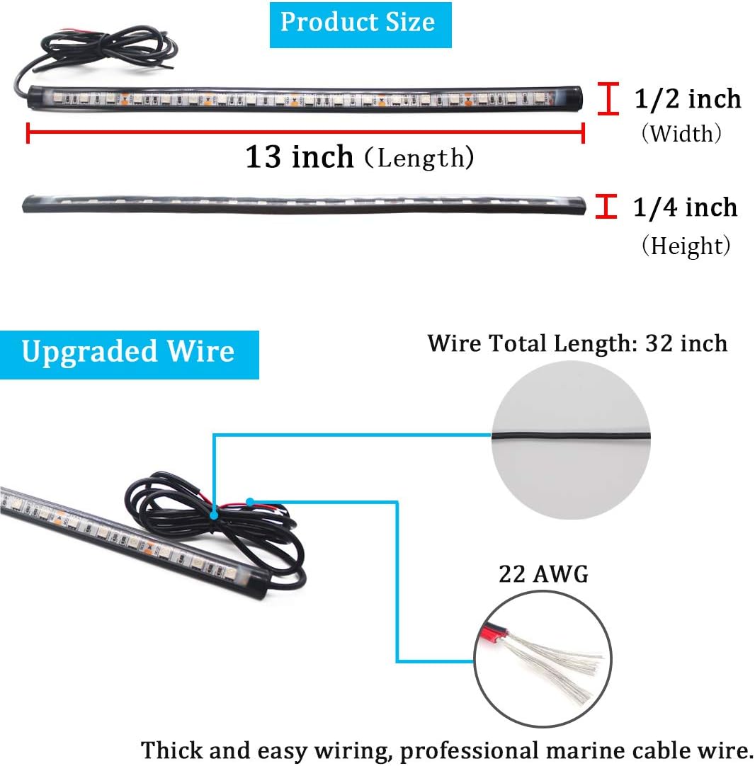 Marine Boat Navigation Lights for Night Fishing, Easy Installation with No Drilling Required for Pontoon, Bass, Jon, Jet Ski, Kayak