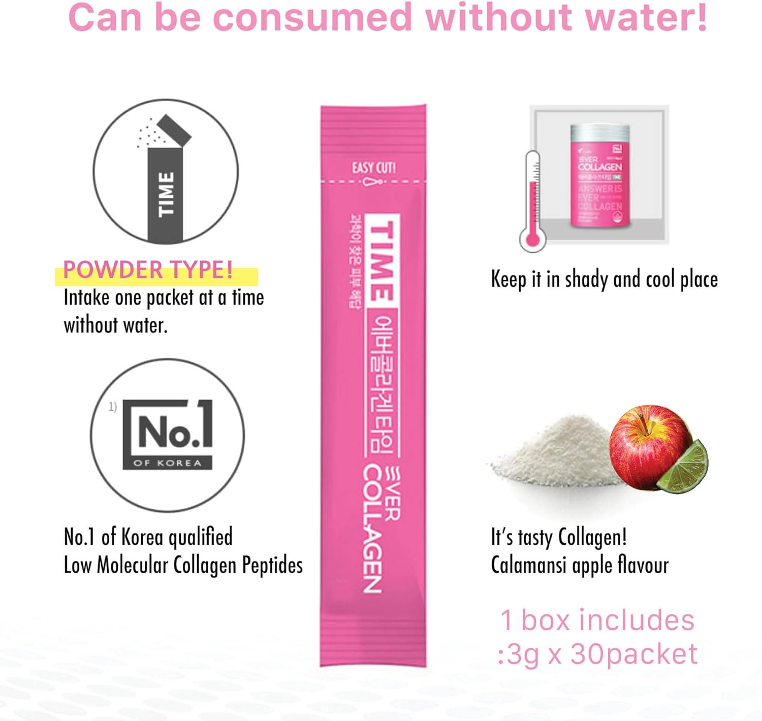 Marine Collagen Peptides Powder Stick for Skin, Hair, and Nail Health - Type I & III Collagen Supplement for Women and Men - 30 Packets