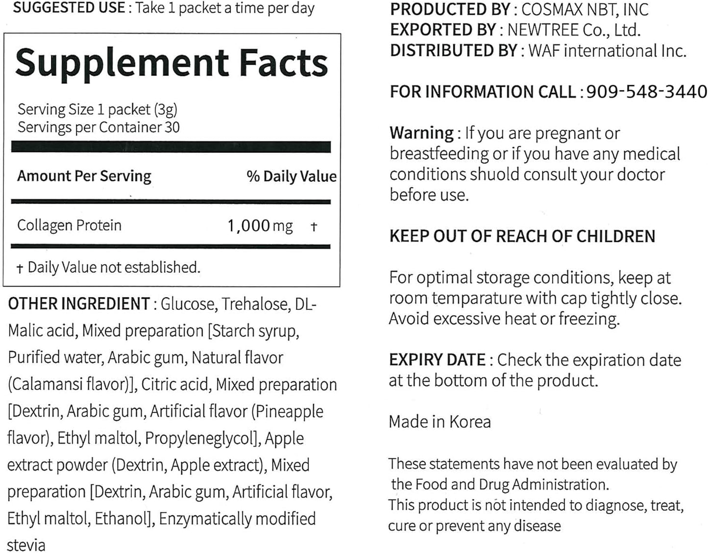 Marine Collagen Peptides Powder Stick for Skin, Hair, and Nail Health - Type I & III Collagen Supplement for Women and Men - 30 Packets