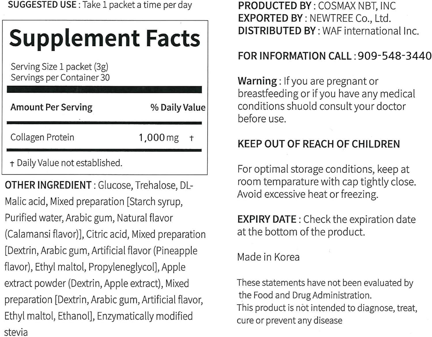 Marine Collagen Peptides Powder Stick for Skin, Hair, and Nail Health - Type I & III Collagen Supplement for Women and Men - 30 Packets