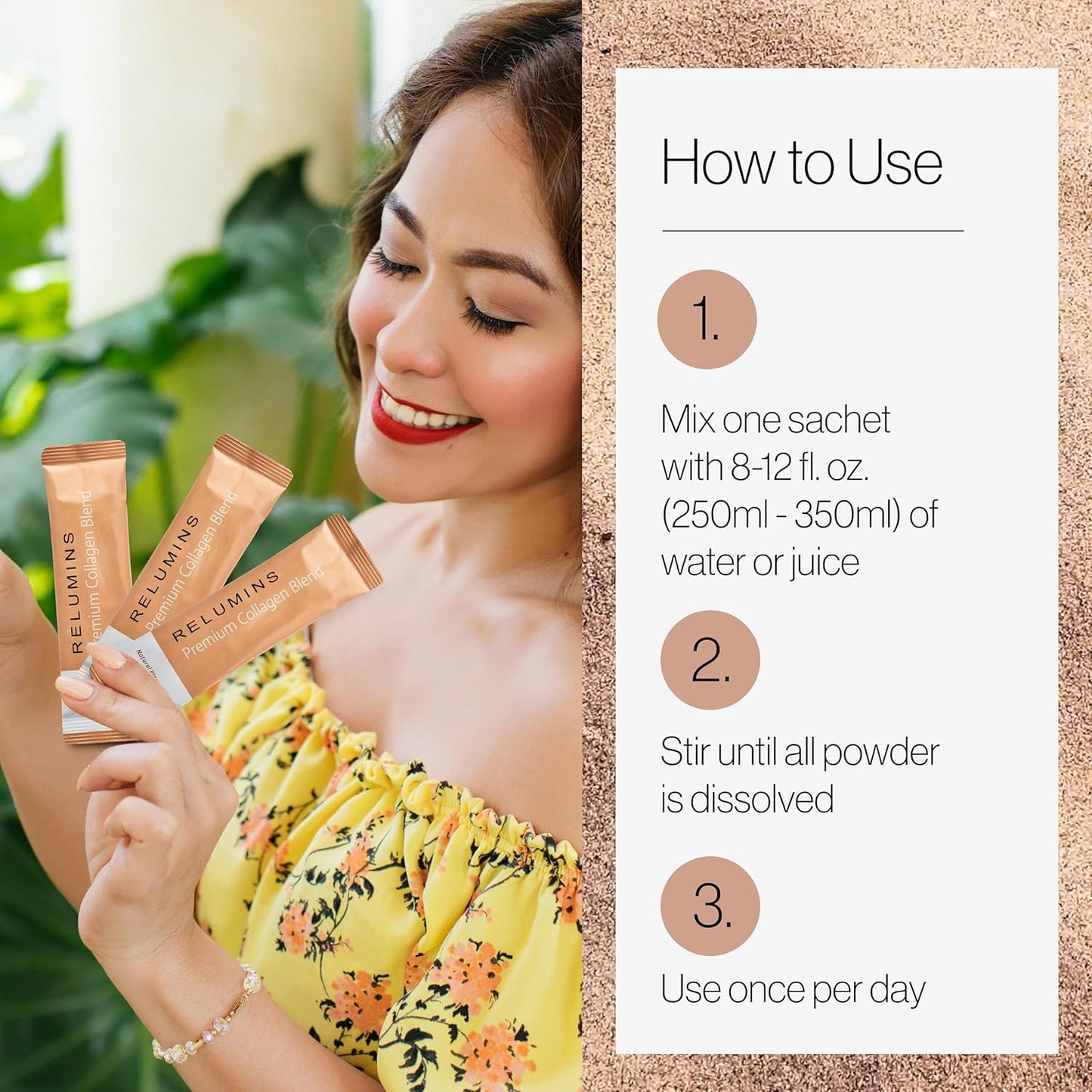 Marine Collagen Powder Drink Mix with Glutathione, Green Tea, CoQ10, & Hyaluronic Acid for Glowing Skin - Blueberry Flavored - 100 Sachets + 10 Free