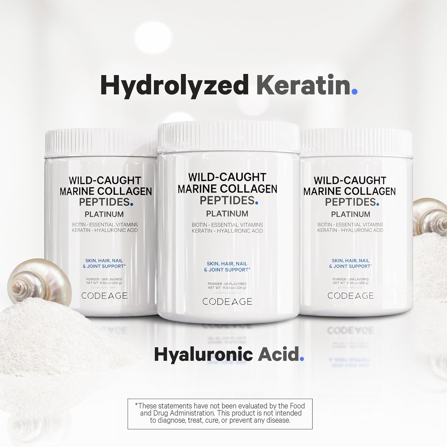Marine Collagen Protein Powder with Biotin, Vitamin C, D3, B6 & Hyaluronic Acid - 11.50 oz - BoostGo Australia