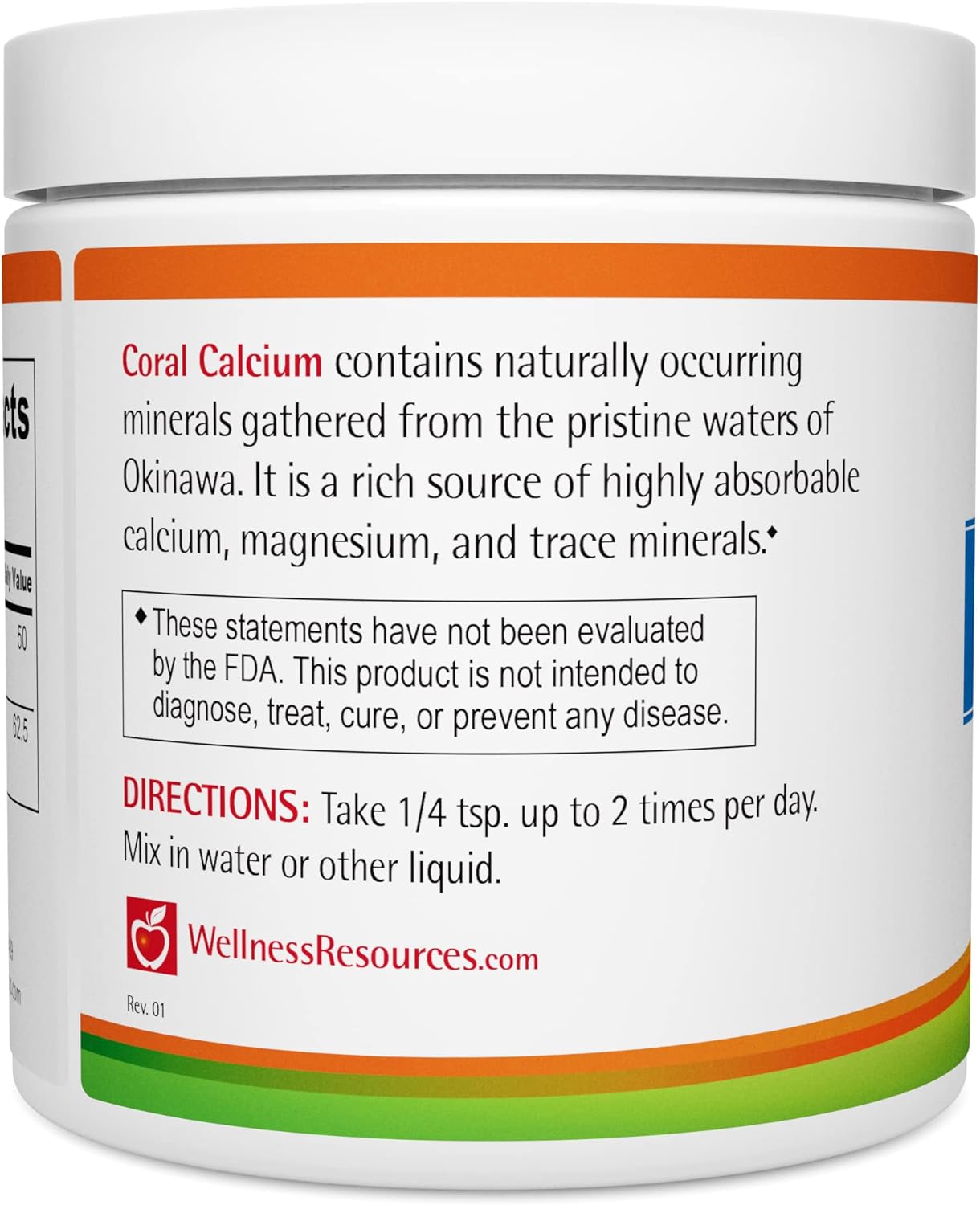 Marine Grade Coral Calcium Powder with Natural 2:1 Calcium to Magnesium Ratio - 500mg, 60 Servings
