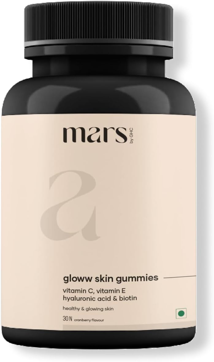 Mars by GHC Glow Skin Gummies for Men - 30 Day Pack with Vitamin C, Hyaluronic Acid, Vitamin E & Biotin - Skin Hydration & Regeneration