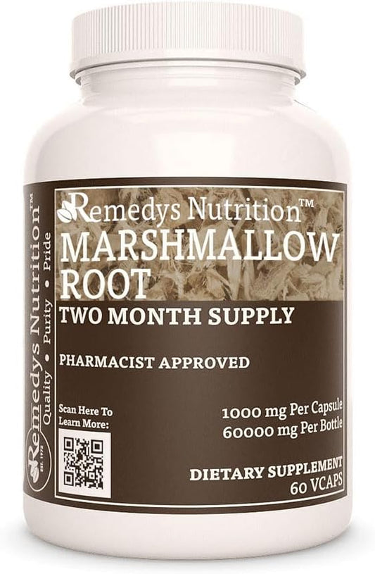 Marshmallow Root Capsules 1,000mg - 60 Vegan Capsules Herbal Dietary Supplement - Non-GMO, Gluten Free, Dairy Free - Two Month Supply of Remedy's Nutrition