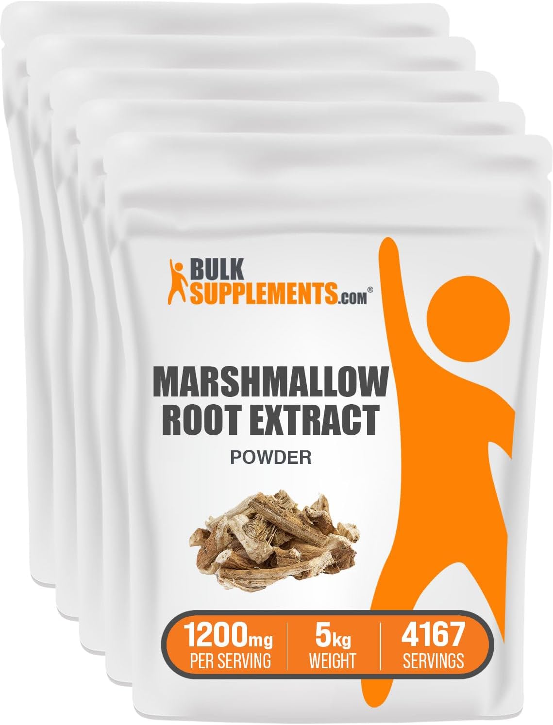 Marshmallow Root Extract Powder - 5kg (11 lbs) Bulk Pack, Herbal Supplement, Gluten-Free, 1200mg per Serving - Pack of 5
